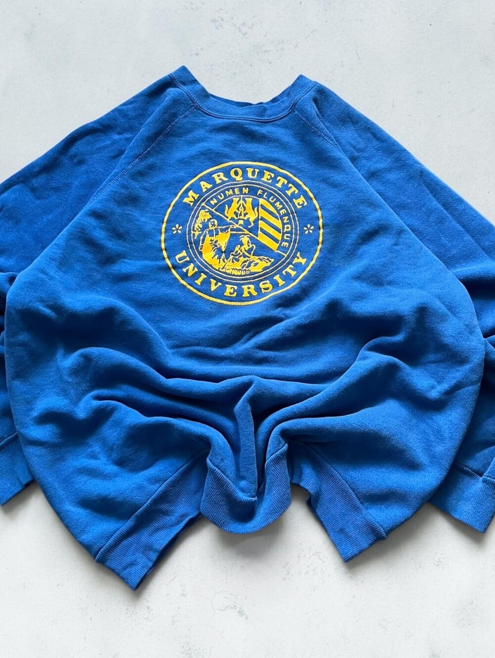 Vintage 1980s Marquette University Emblem Crewneck Sweatshirt Velva Sheen XXL
